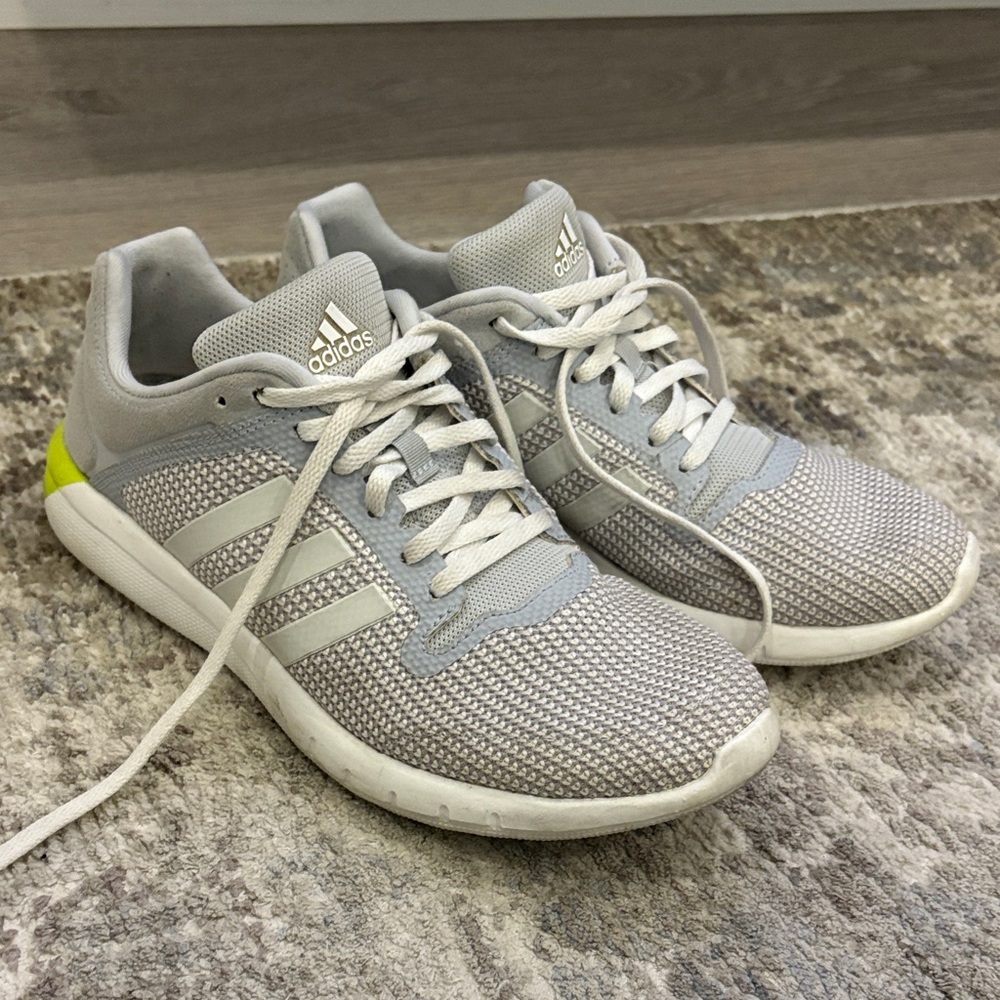 Adidas Women's Light Gray and Yellow Athletic Shoes - ClimaCool